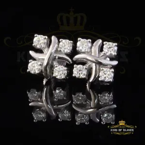 King of Bling's 925 White Silver 0.50ct VVS 'D' Moissanite XOXO Stud Earring Men's/Womens