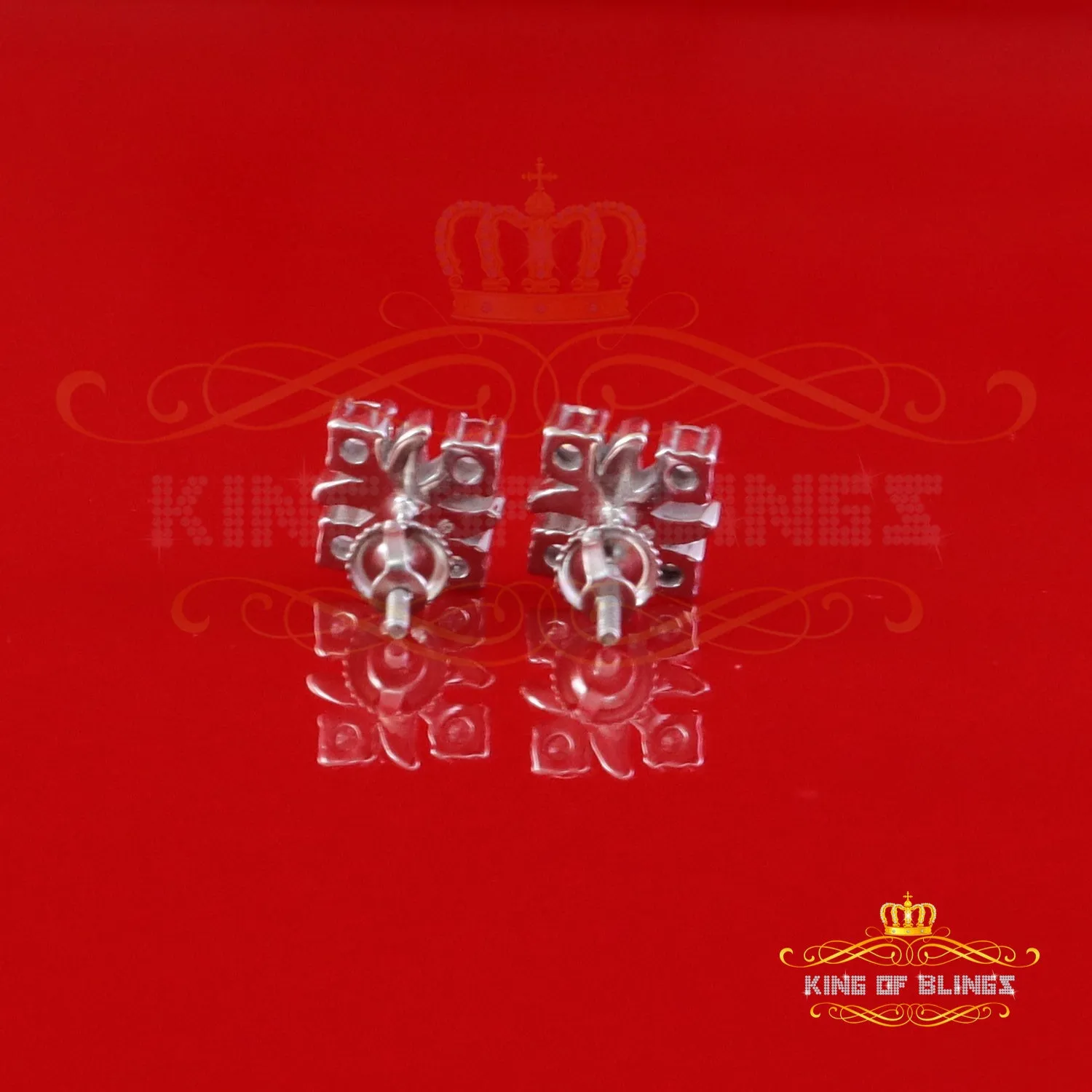 King of Bling's 925 White Silver 0.50ct VVS 'D' Moissanite XOXO Stud Earring Men's/Womens