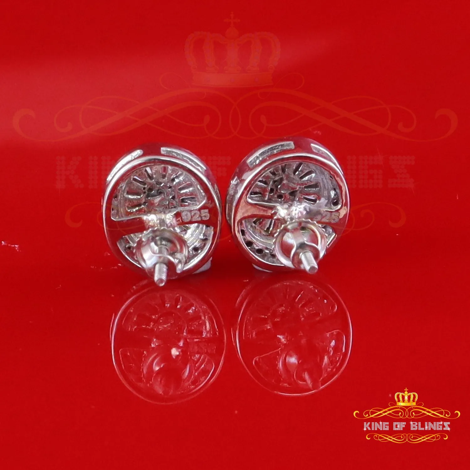 King of Bling's 925 White Silver 1.00ct VVS 'D' Moissanite Oval Stud Earring Men's/Womens