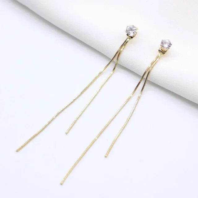 Korean Style Earrings | Drop Dangle Earrings | Korean Earrings | Geometric Earrings | Hanging Earrings | Long Thread Style Earrings