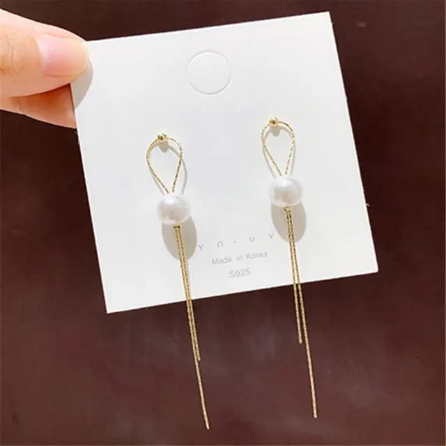 Korean Style Earrings | Drop Dangle Earrings | Korean Earrings | Geometric Earrings | Hanging Earrings | Long Thread Style Earrings