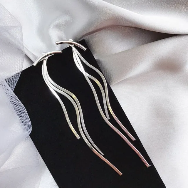 Korean Style Earrings | Drop Dangle Earrings | Korean Earrings | Geometric Earrings | Hanging Earrings | Long Thread Style Earrings