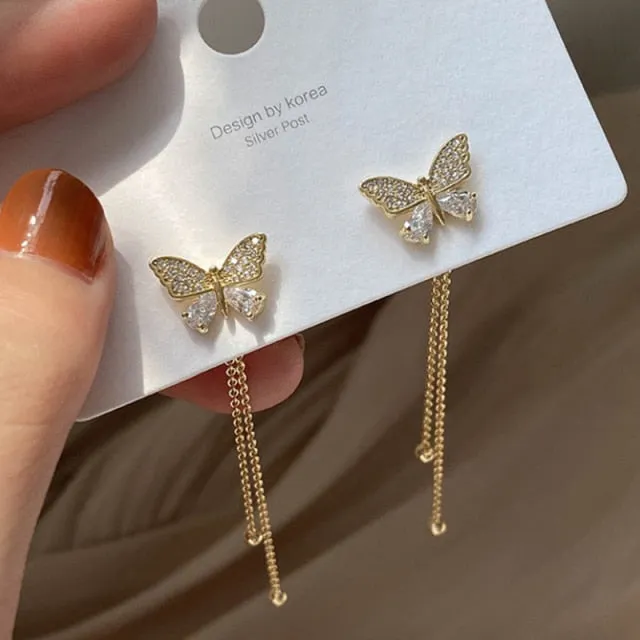 Korean Style Earrings | Drop Dangle Earrings | Korean Earrings | Geometric Earrings | Hanging Earrings | Long Thread Style Earrings
