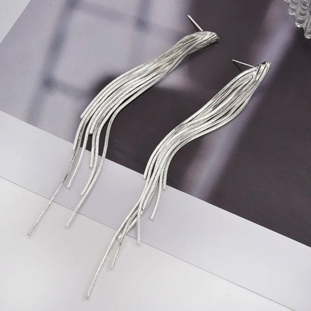 Korean Style Earrings | Drop Dangle Earrings | Korean Earrings | Geometric Earrings | Hanging Earrings | Long Thread Style Earrings