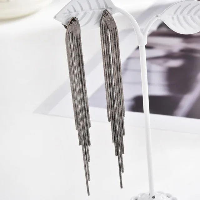 Korean Style Earrings | Drop Dangle Earrings | Korean Earrings | Geometric Earrings | Hanging Earrings | Long Thread Style Earrings