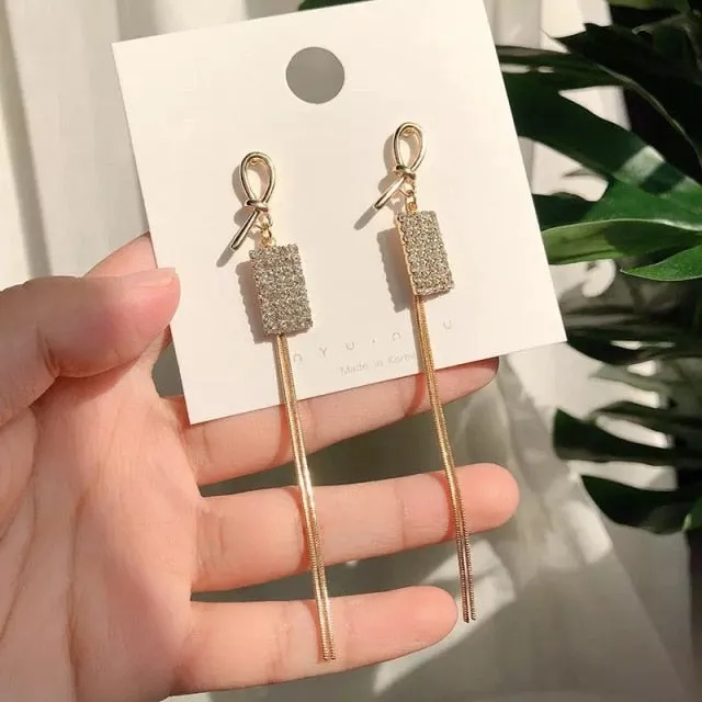 Korean Style Earrings | Drop Dangle Earrings | Korean Earrings | Geometric Earrings | Hanging Earrings | Long Thread Style Earrings