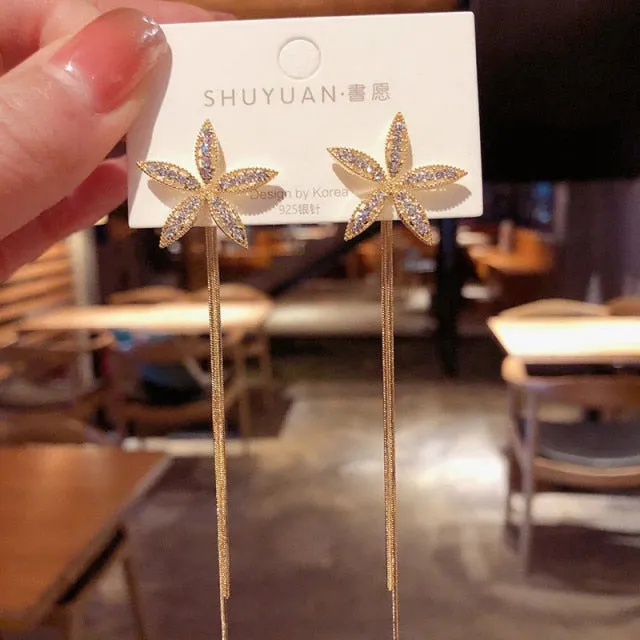 Korean Style Earrings | Drop Dangle Earrings | Korean Earrings | Geometric Earrings | Hanging Earrings | Long Thread Style Earrings