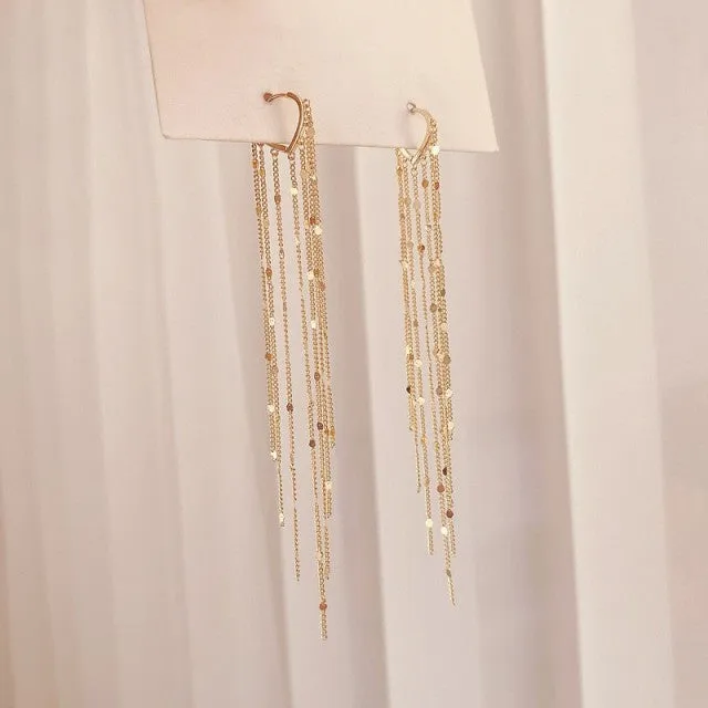 Korean Style Earrings | Drop Dangle Earrings | Korean Earrings | Geometric Earrings | Hanging Earrings | Long Thread Style Earrings