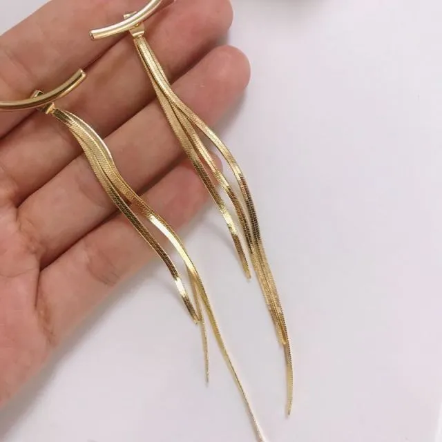 Korean Style Earrings | Drop Dangle Earrings | Korean Earrings | Geometric Earrings | Hanging Earrings | Long Thread Style Earrings