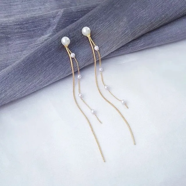Korean Style Earrings | Drop Dangle Earrings | Korean Earrings | Geometric Earrings | Hanging Earrings | Long Thread Style Earrings