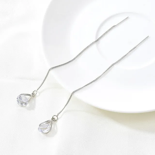 Korean Style Earrings | Drop Dangle Earrings | Korean Earrings | Geometric Earrings | Hanging Earrings | Long Thread Style Earrings