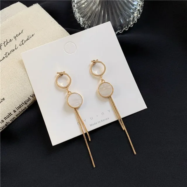 Korean Style Earrings | Drop Dangle Earrings | Korean Earrings | Geometric Earrings | Hanging Earrings | Long Thread Style Earrings