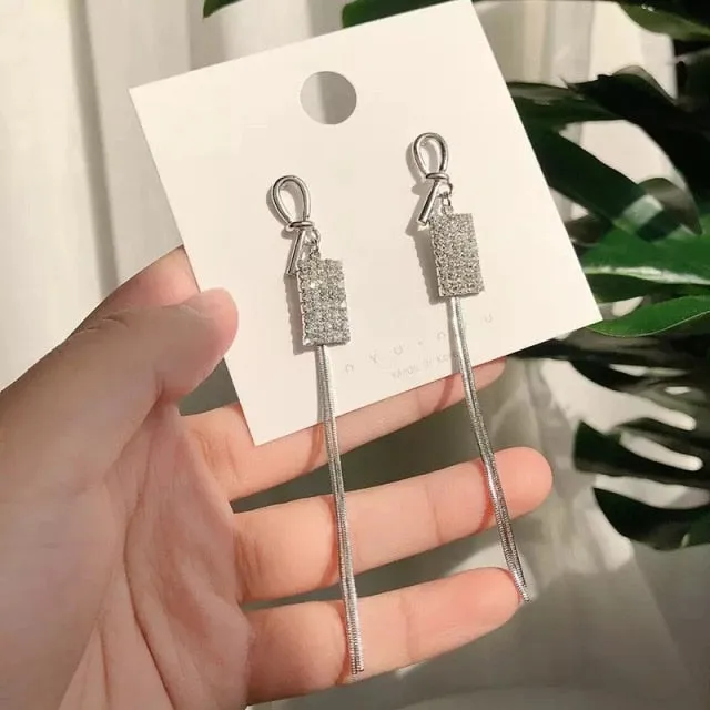 Korean Style Earrings | Drop Dangle Earrings | Korean Earrings | Geometric Earrings | Hanging Earrings | Long Thread Style Earrings
