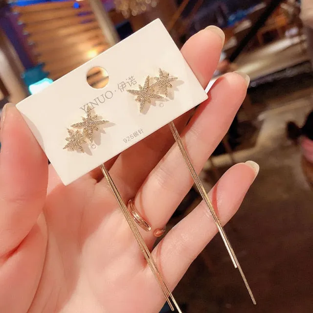 Korean Style Earrings | Drop Dangle Earrings | Korean Earrings | Geometric Earrings | Hanging Earrings | Long Thread Style Earrings