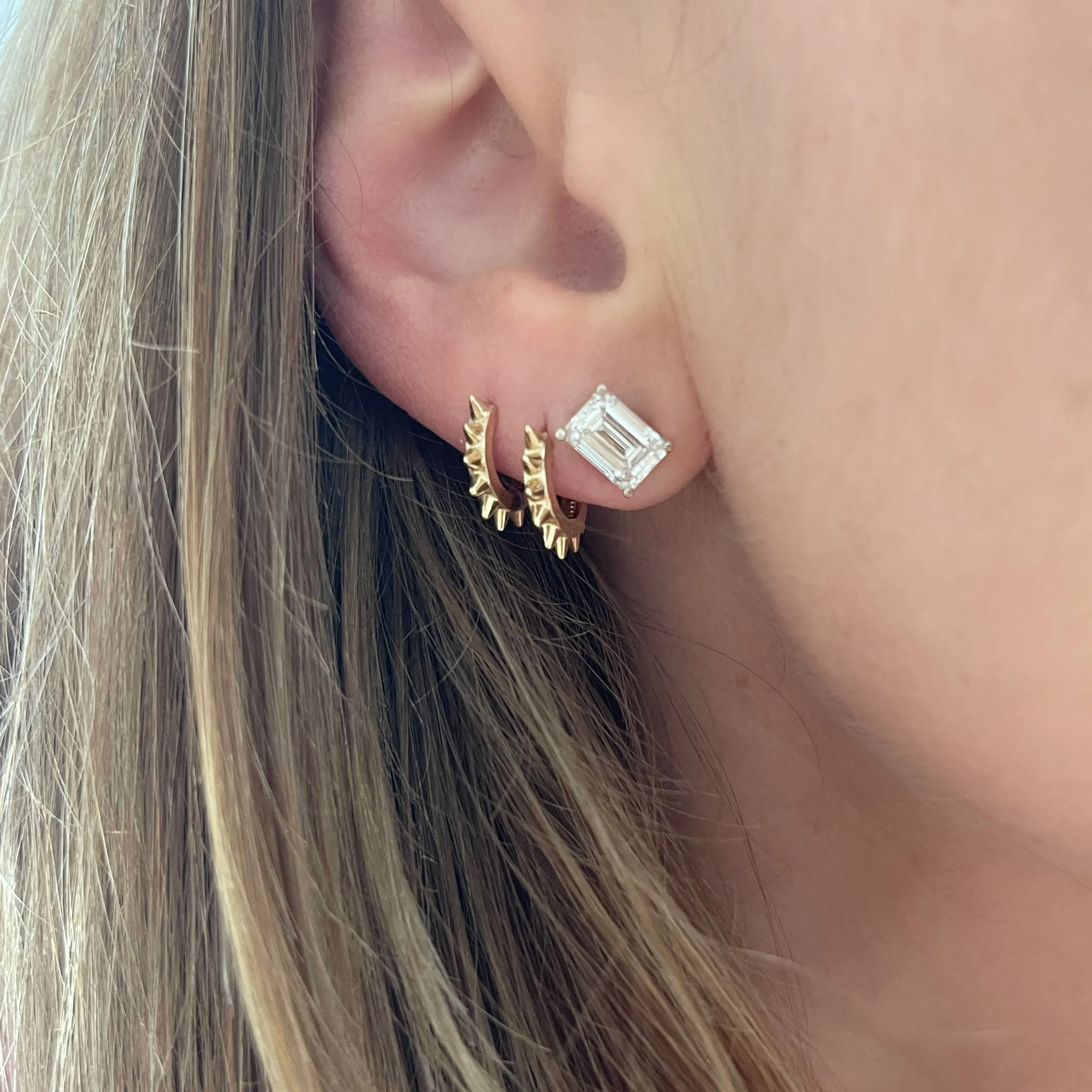 Lab Grown Emerald Cut Diamond Stud Earrings