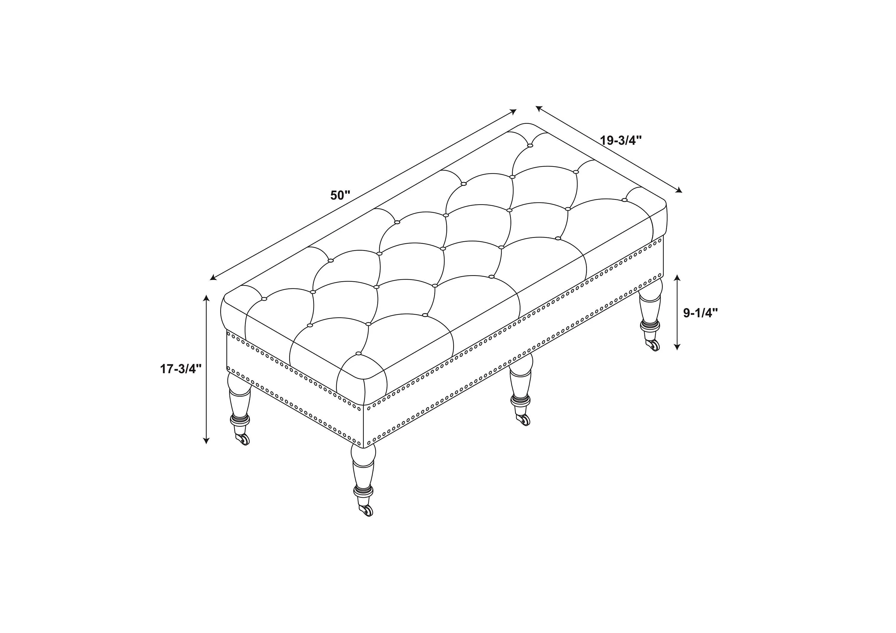 Linon Isabelle Linen Tufted Bench, Multiple Sizes and Colors
