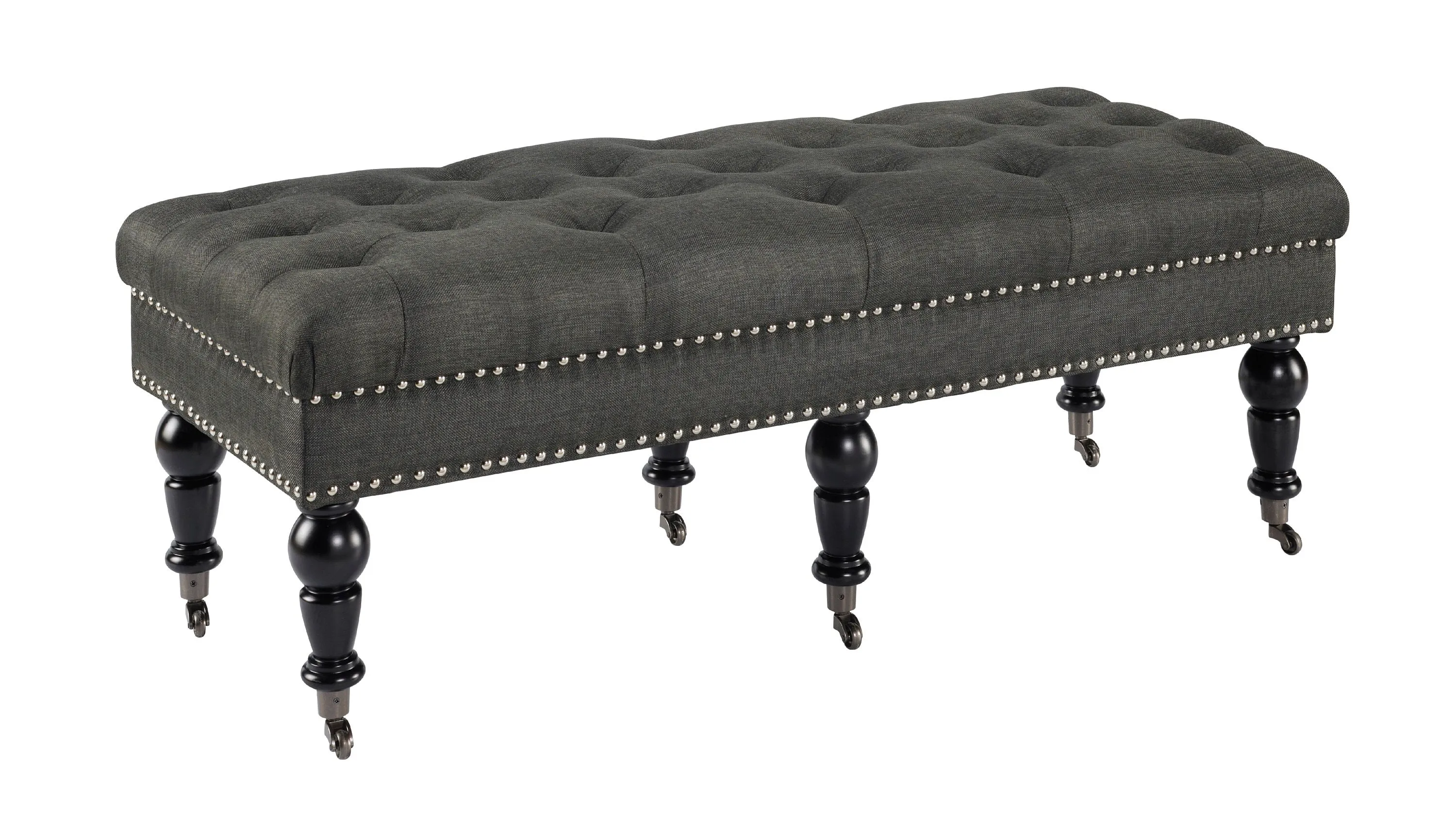 Linon Isabelle Linen Tufted Bench, Multiple Sizes and Colors