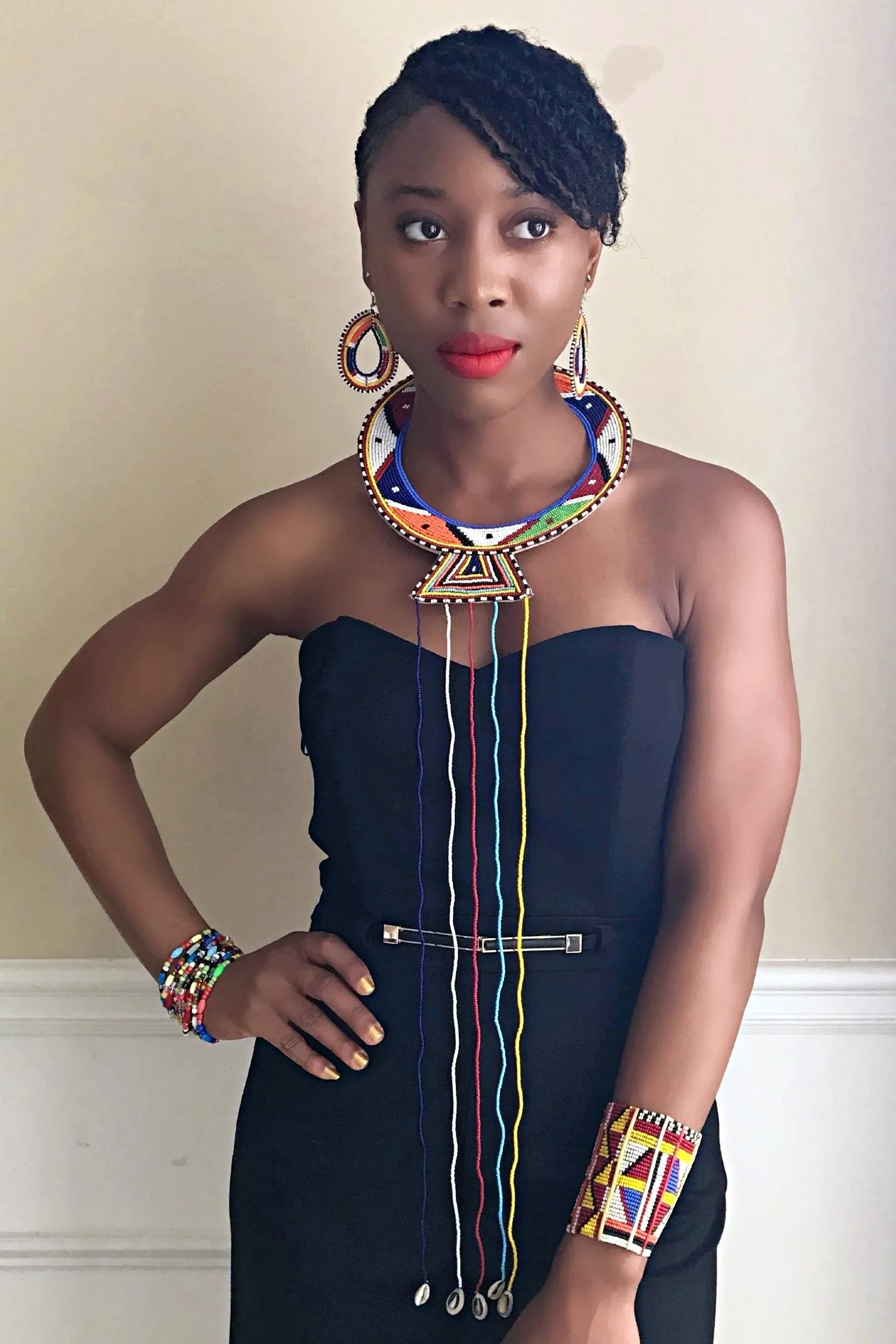 Maasai Handmade Traditional Wedding Beaded Leather Necklace