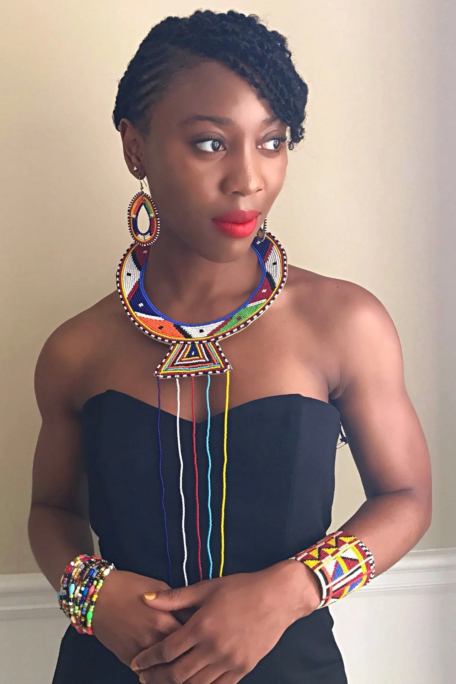 Maasai Handmade Traditional Wedding Beaded Leather Necklace