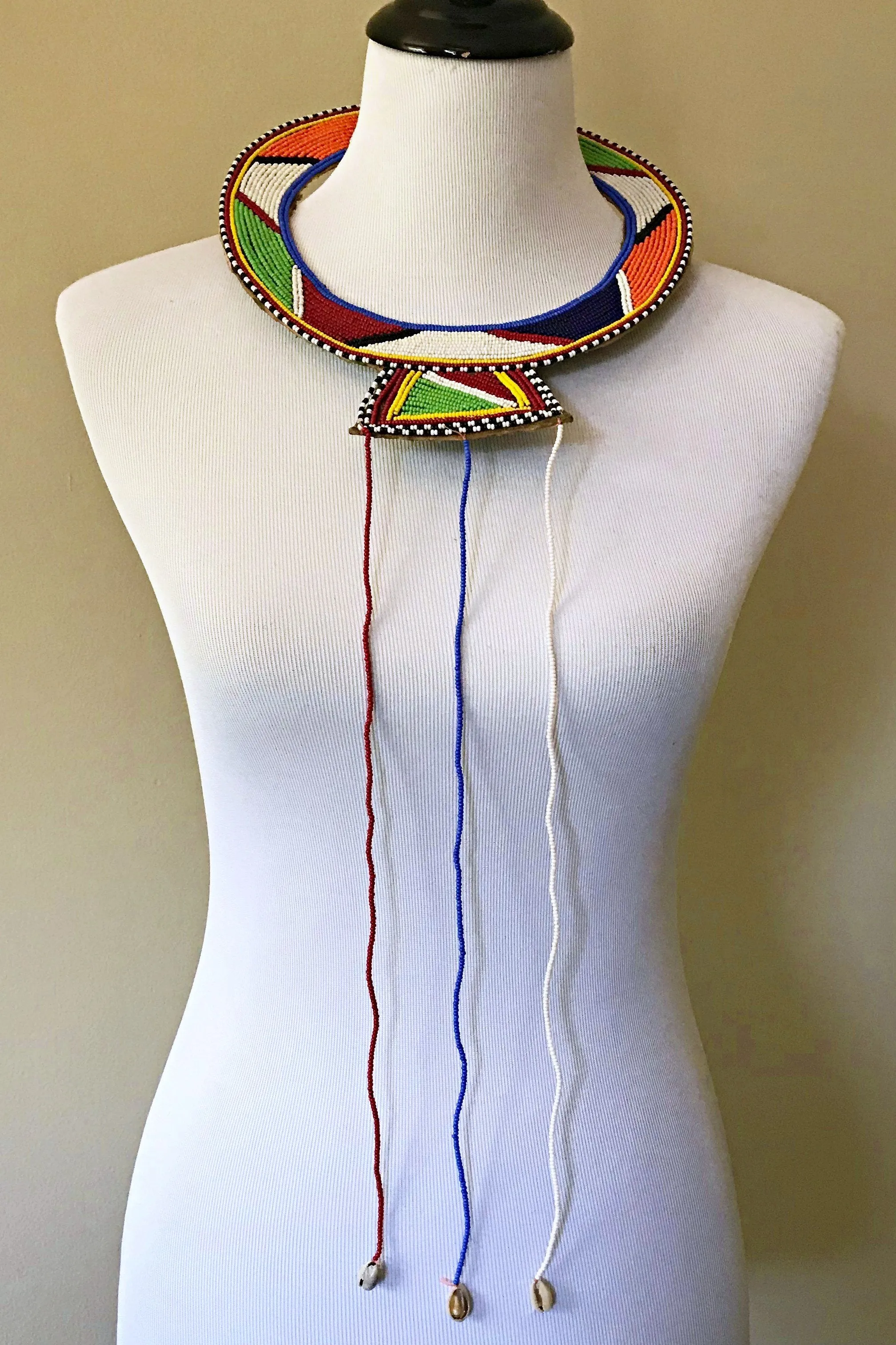 Maasai Handmade Traditional Wedding Beaded Leather Necklace