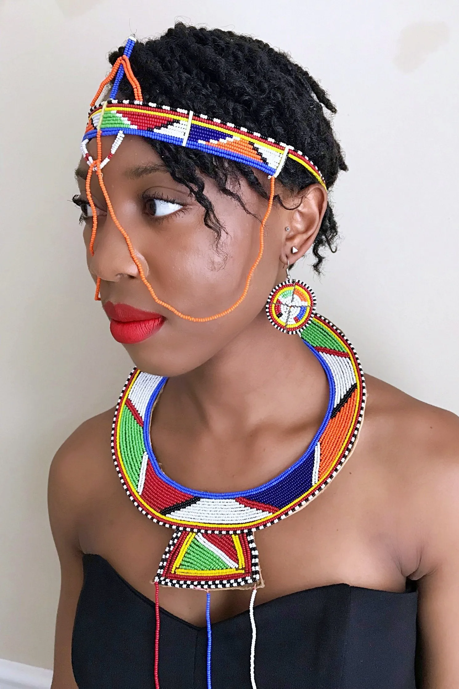 Maasai Handmade Traditional Wedding Beaded Leather Necklace