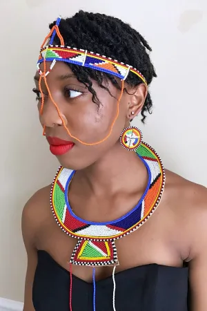 Maasai Handmade Traditional Wedding Beaded Leather Necklace