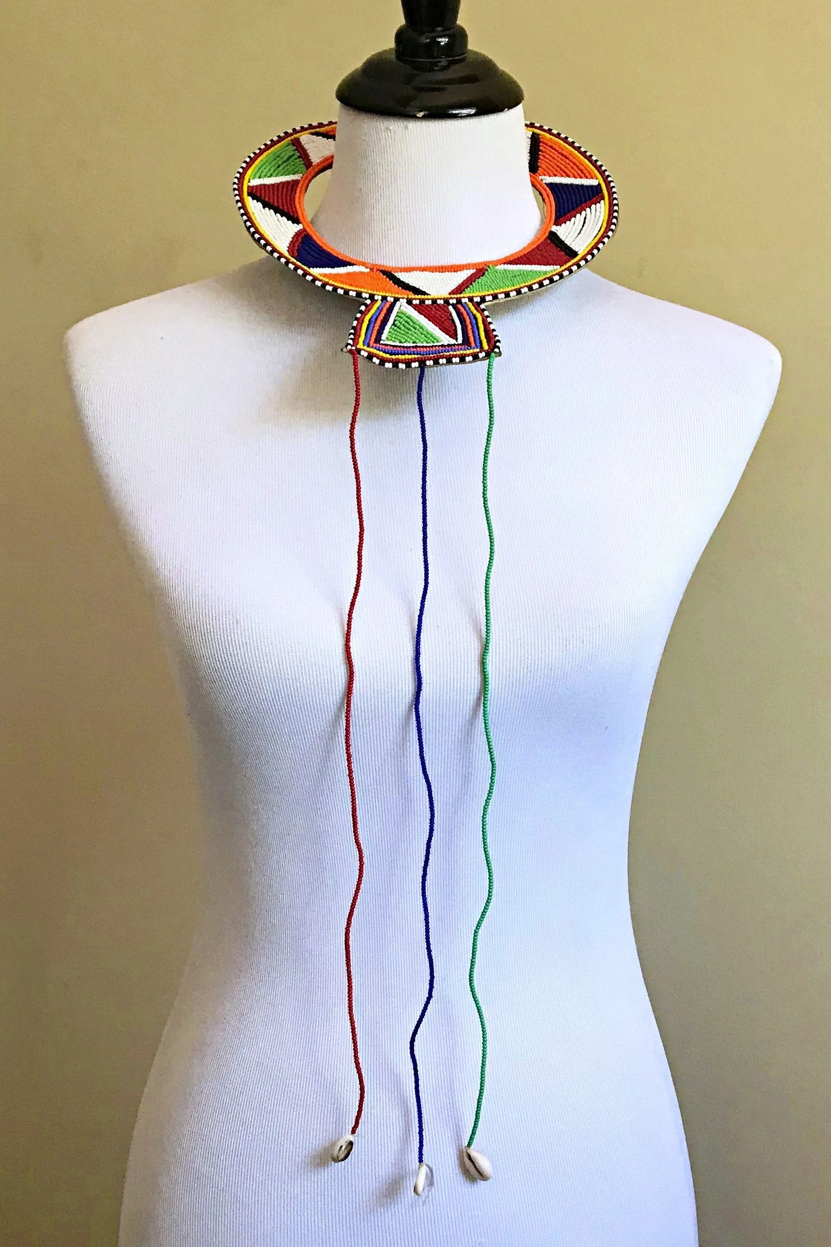 Maasai Handmade Traditional Wedding Beaded Leather Necklace