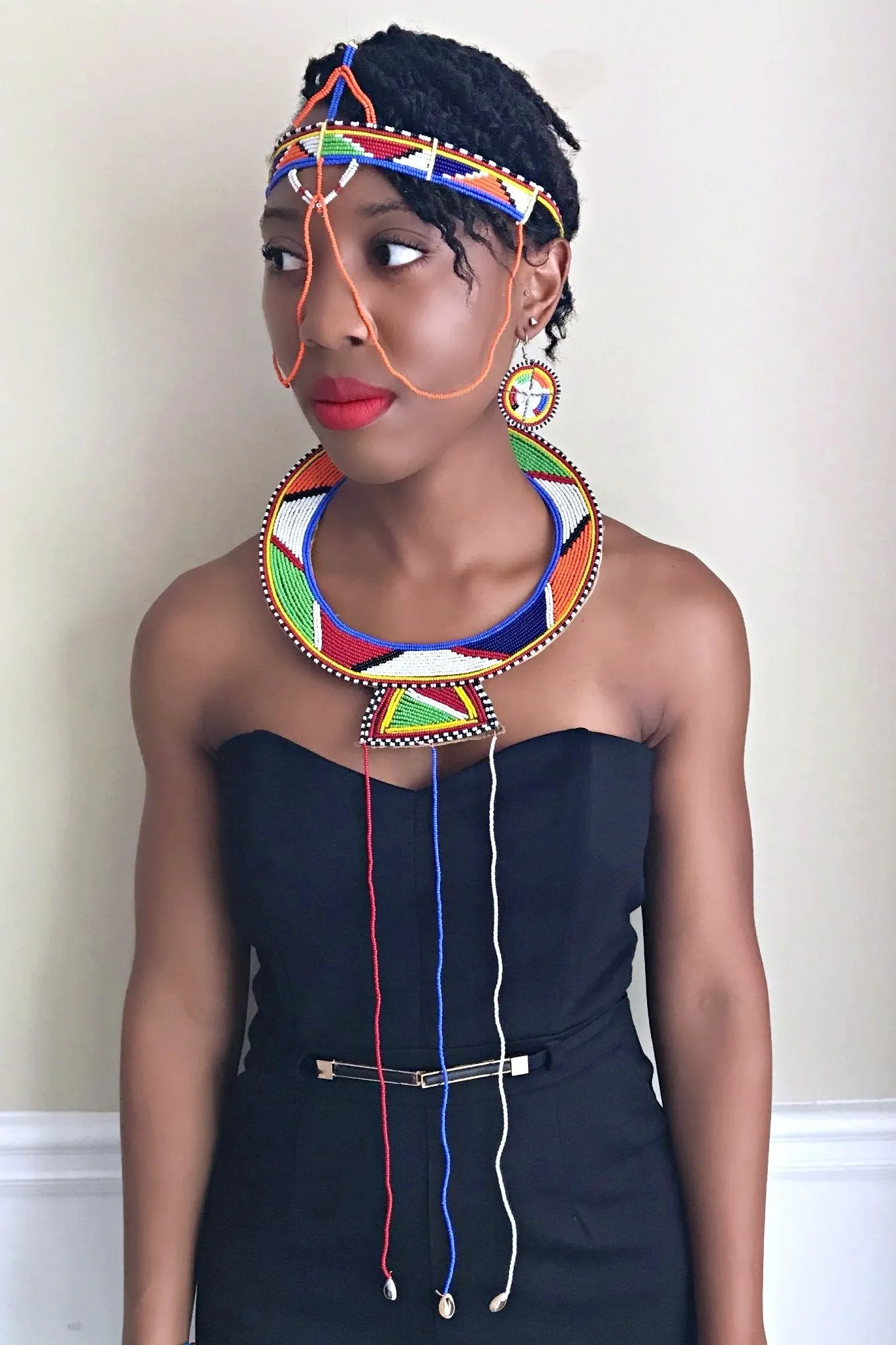 Maasai Handmade Traditional Wedding Beaded Leather Necklace
