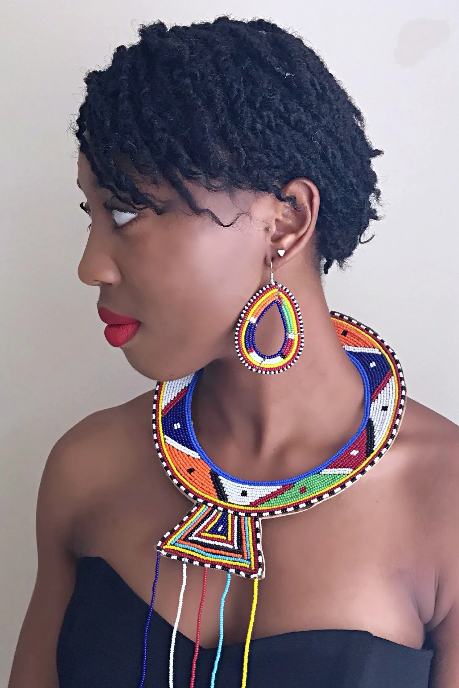 Maasai Handmade Traditional Wedding Beaded Leather Necklace