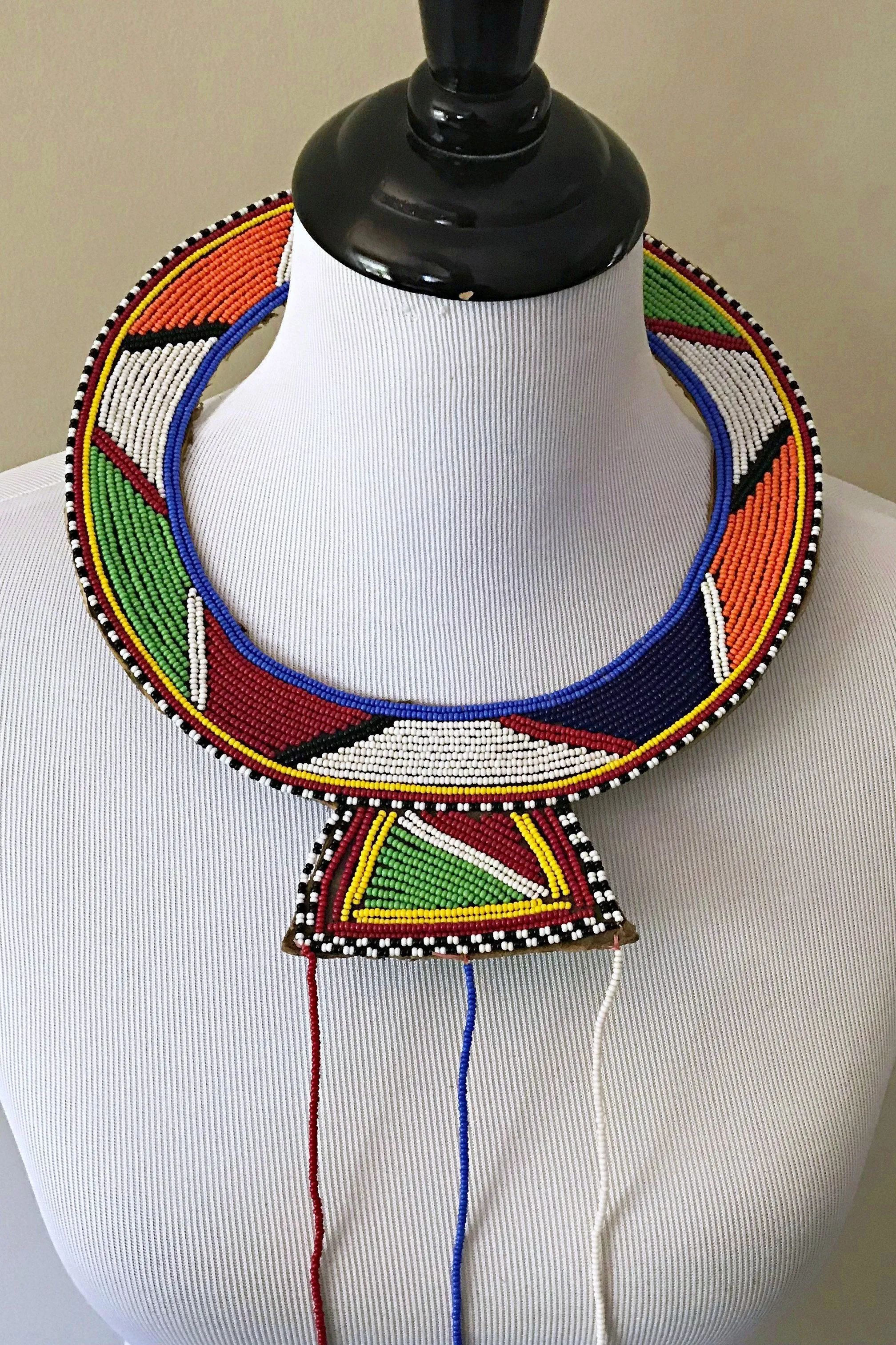 Maasai Handmade Traditional Wedding Beaded Leather Necklace