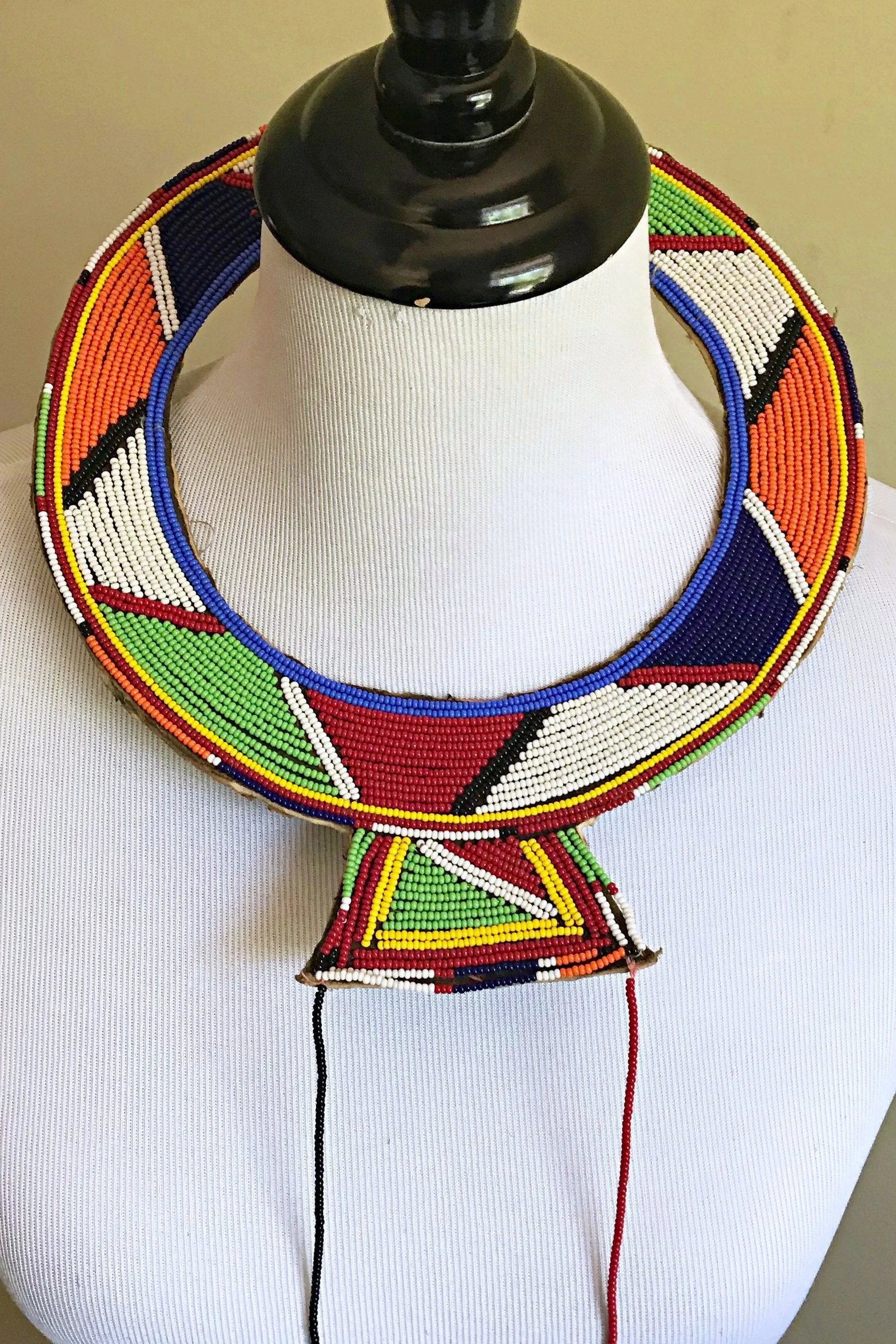 Maasai Handmade Traditional Wedding Beaded Leather Necklace