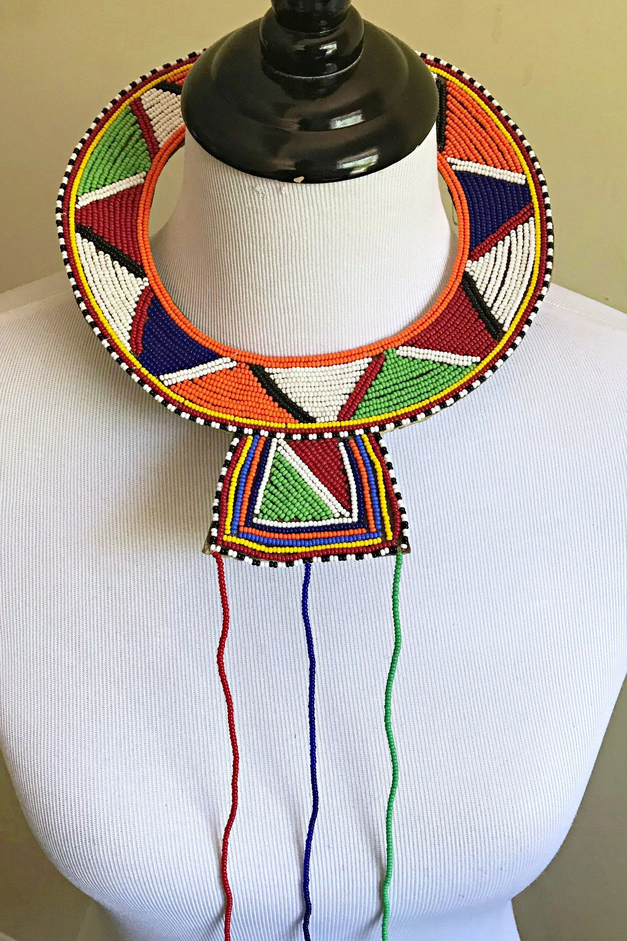 Maasai Handmade Traditional Wedding Beaded Leather Necklace