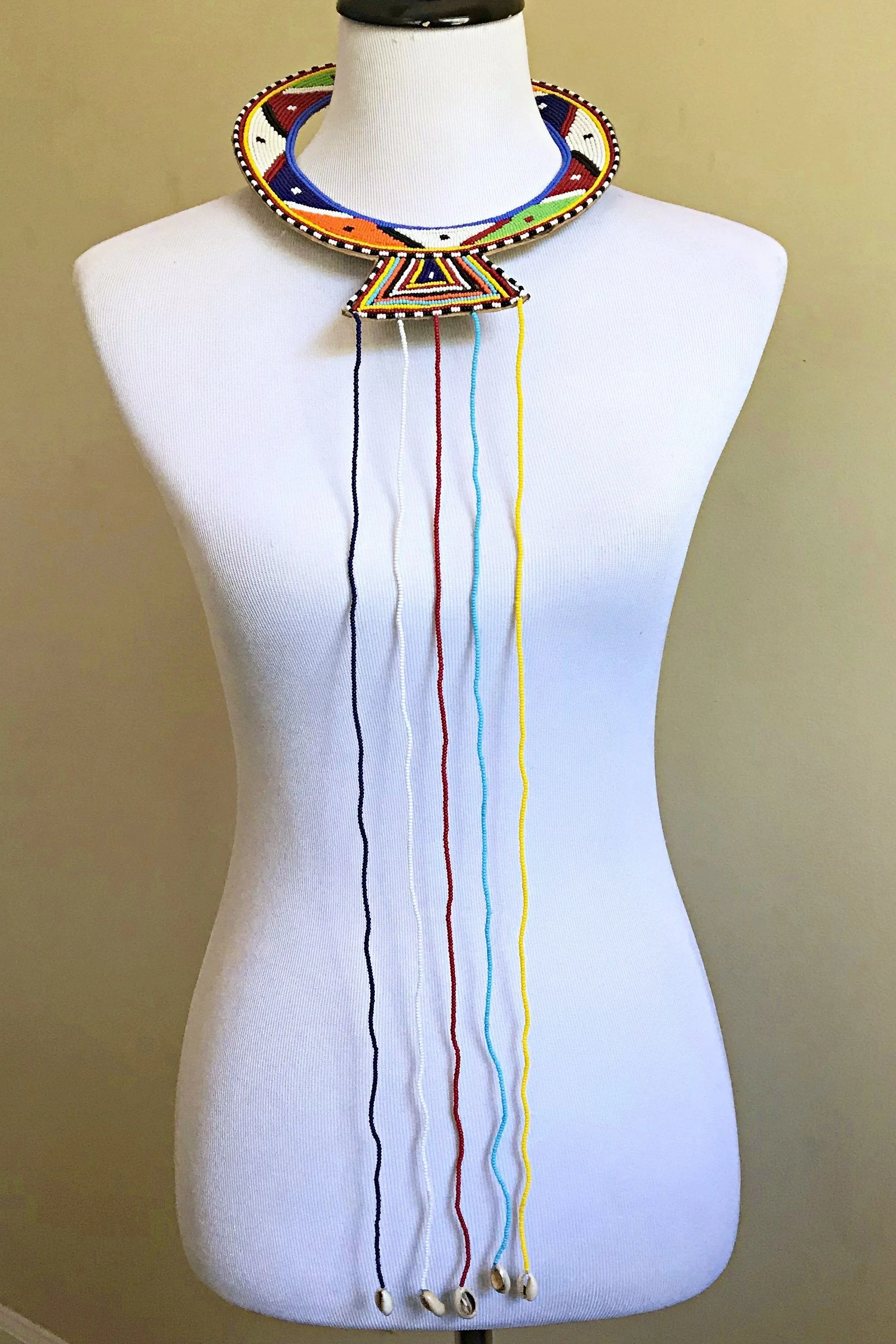 Maasai Handmade Traditional Wedding Beaded Leather Necklace