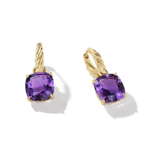 Marbella Drop Earrings in 18K Yellow Gold with Amethyst, 25mm