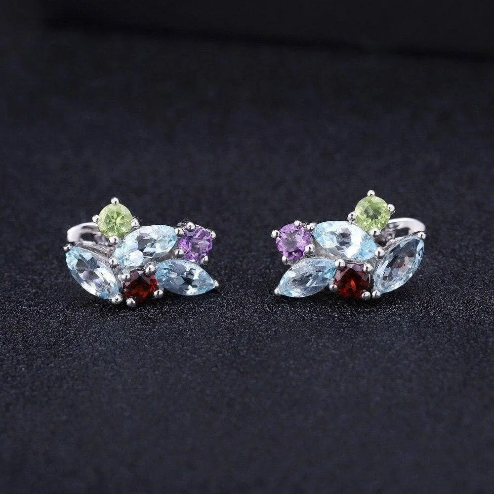Multicolor Natural Gemstone Stud Earrings