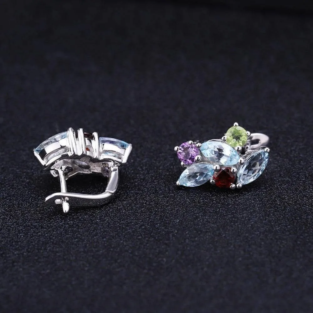 Multicolor Natural Gemstone Stud Earrings