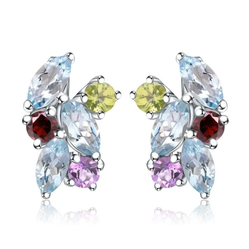 Multicolor Natural Gemstone Stud Earrings