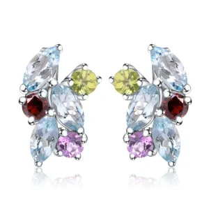 Multicolor Natural Gemstone Stud Earrings