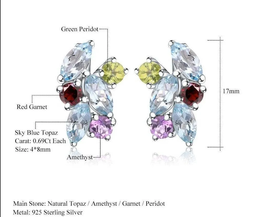 Multicolor Natural Gemstone Stud Earrings