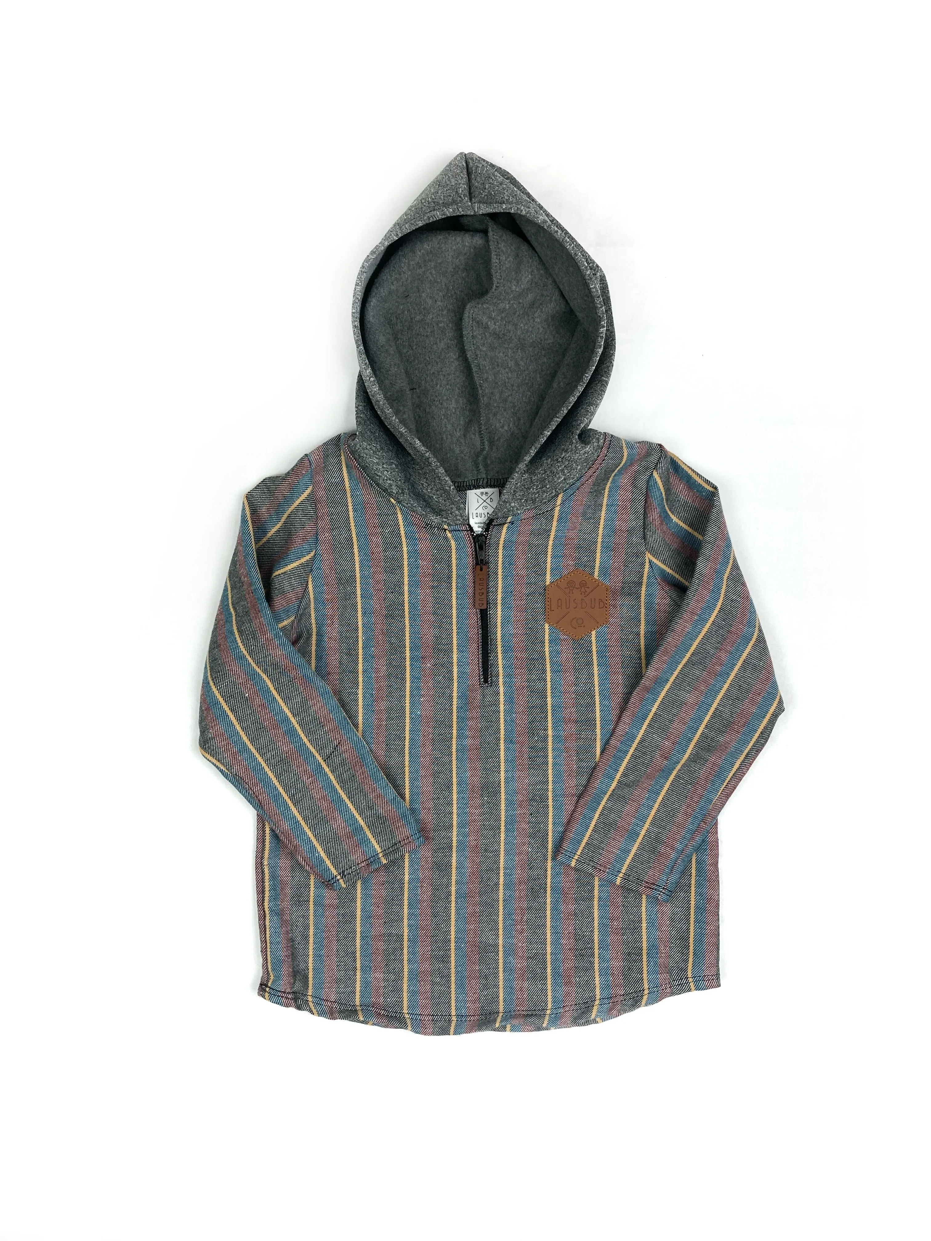 Muted Stripes Flannel Half Zip Hoodie