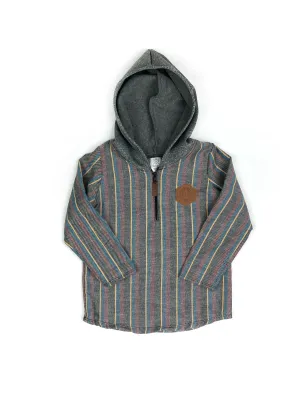 Muted Stripes Flannel Half Zip Hoodie