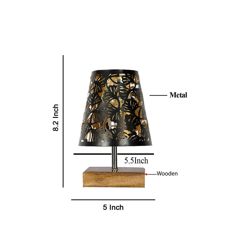 Niksha Flora Etched  Table Lamp  - Black