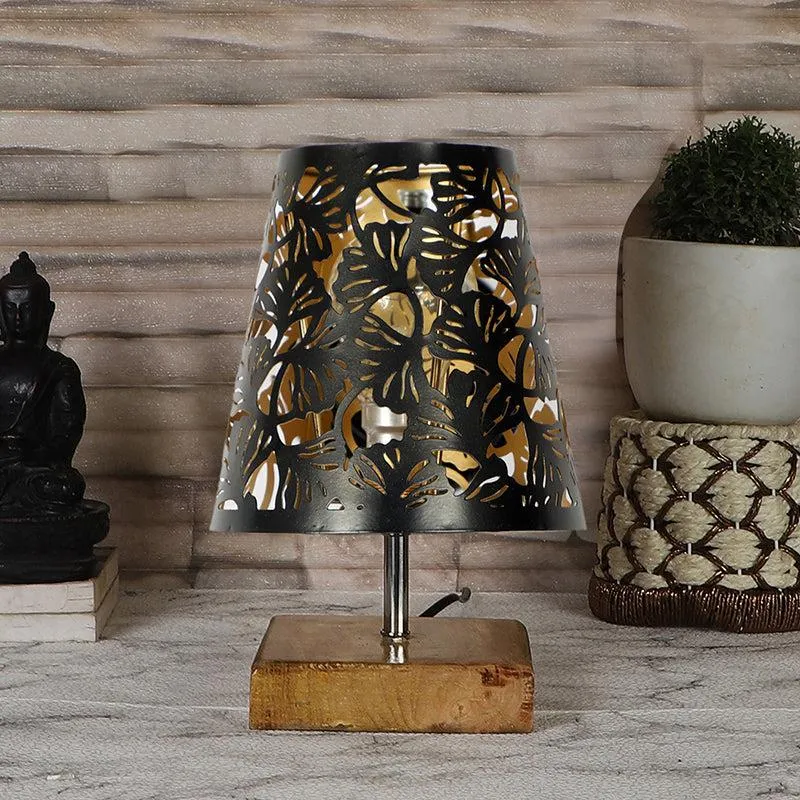 Niksha Flora Etched  Table Lamp  - Black