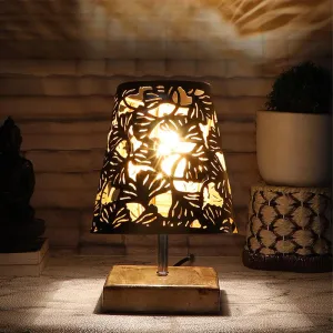 Niksha Flora Etched  Table Lamp  - Black