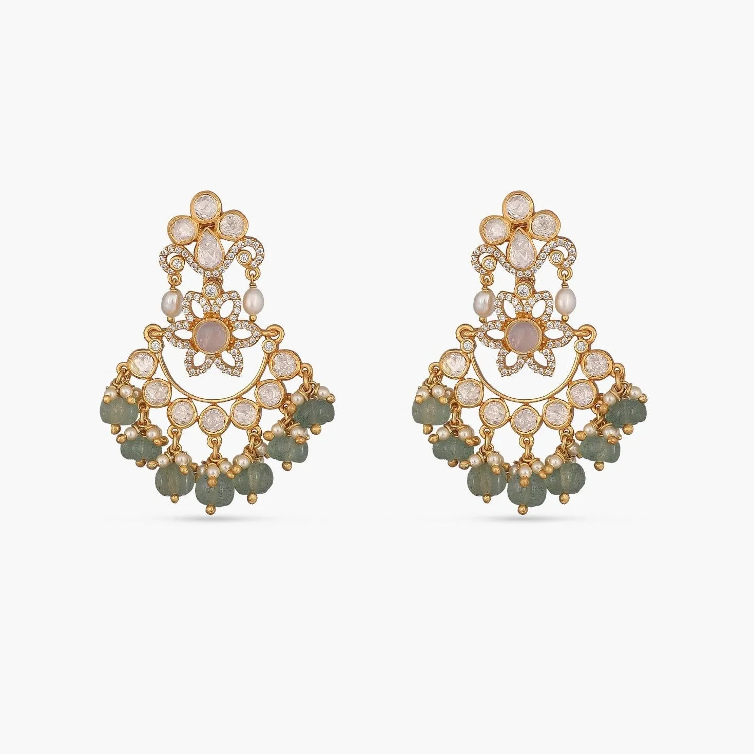 Nusrat Moissanite CZ Silver Earrings