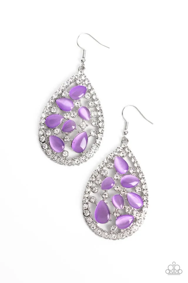 Paparazzi Earring ~ Cats Eye Class - Purple