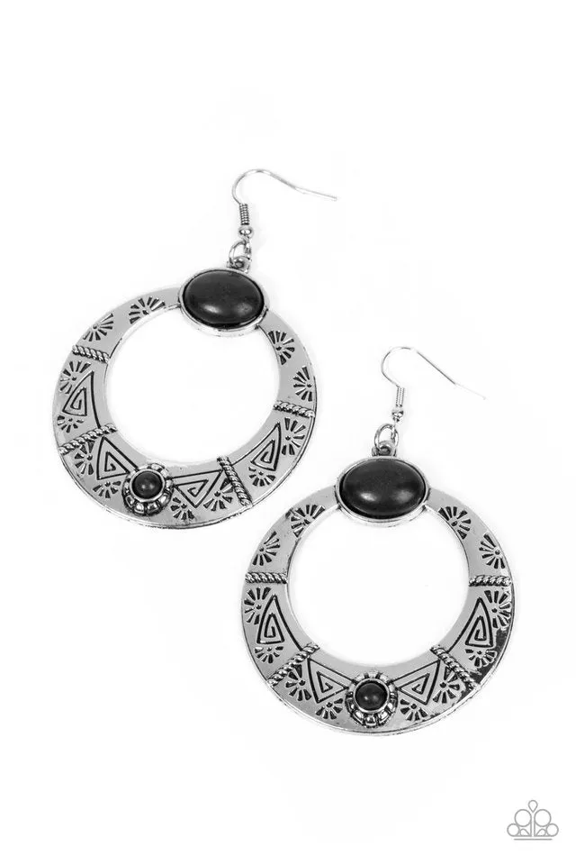 Paparazzi Earring ~ Garden Glyphs - Black
