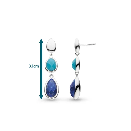 Pebble Azure Gemstone Trio Droplet Stud Drop Earrings