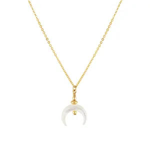 Petite Raye Crescent Necklace - Mother of Pearl