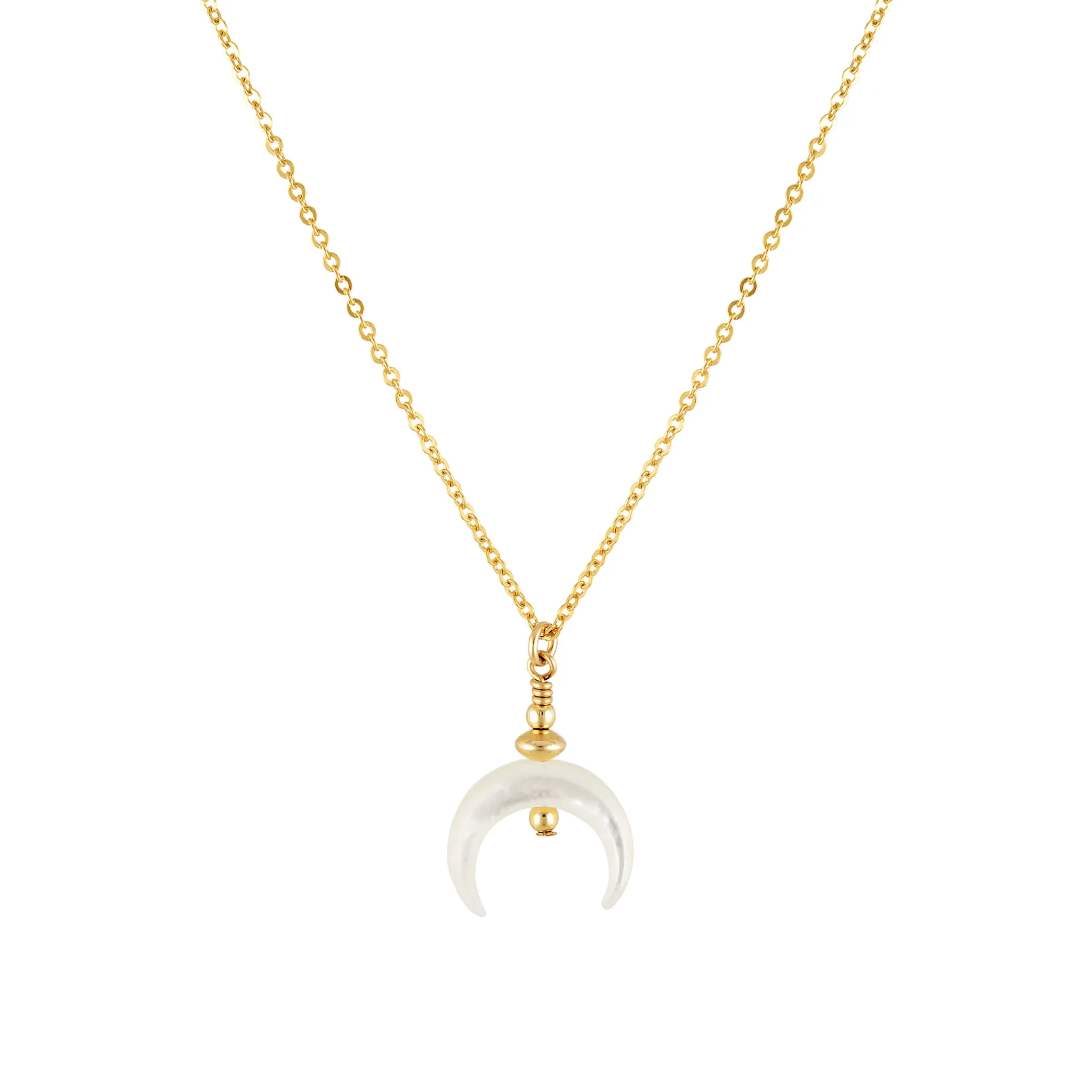 Petite Raye Crescent Necklace - Mother of Pearl